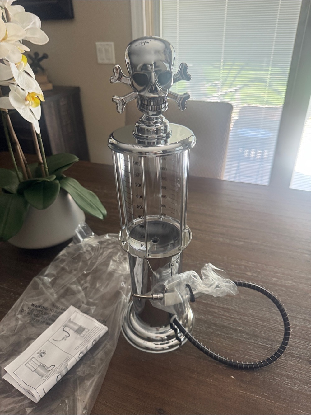 Godinger Skull Gas Pump Beverage Dispenser- Silver